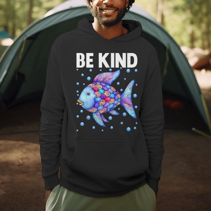Be Kind Rainbow Scale Fish Teacher Reading Book Toddler Men Hoodie Be Kind Rainbow Scale Fish Teacher Reading Book Toddler Men Hoodie