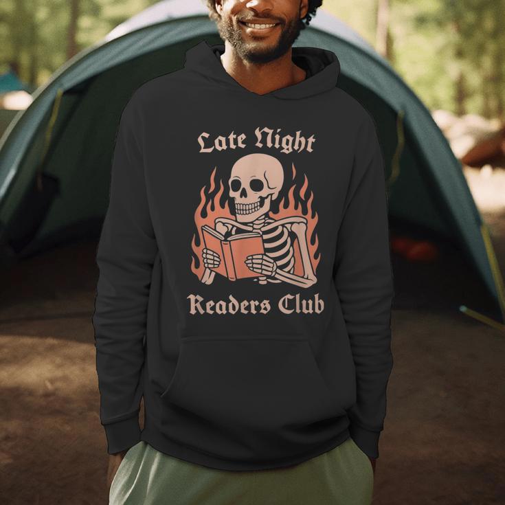 Late Night Readers Club Skeleton Book Lover Men Hoodie