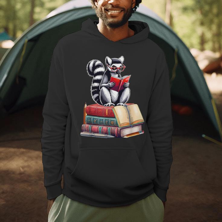 Lemur Reading Books Matching Bookworm Readers Librarian Men Hoodie