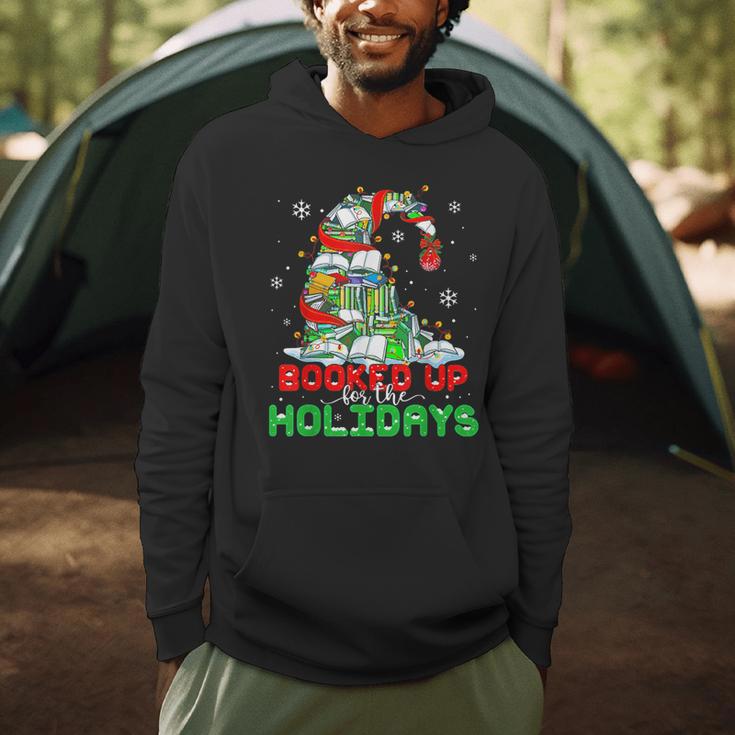 Librarian Booked Up For The Holidays Books Christmas Tree Men Hoodie