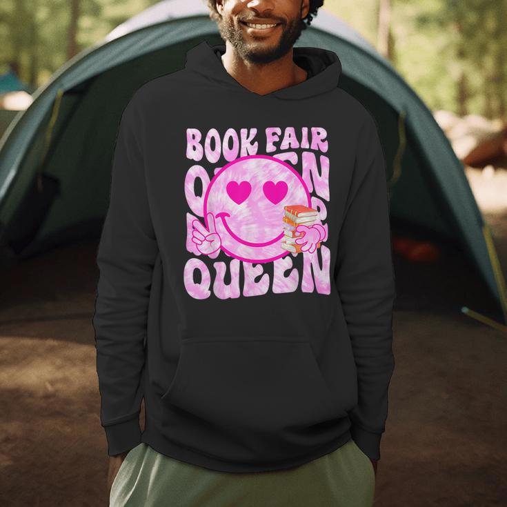 Library Book Fair Queen Vibe Groovy Tie Dye School Reading Men Hoodie