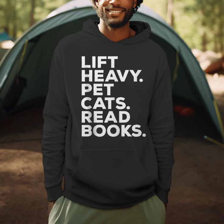 Lift Heavy Pet Cats Read Books Gym Workout Weight Lifter Men Hoodie