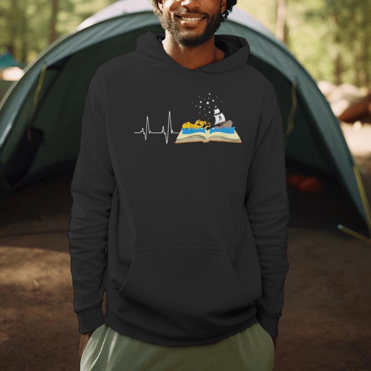 Love Books Heartbeat Reading Book Bibliophile Avid Reader Men Hoodie