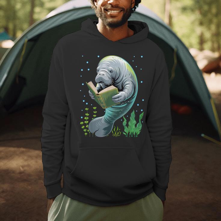 Manatee Reading Book Matching Bookworm Librarian Books Lover Men Hoodie