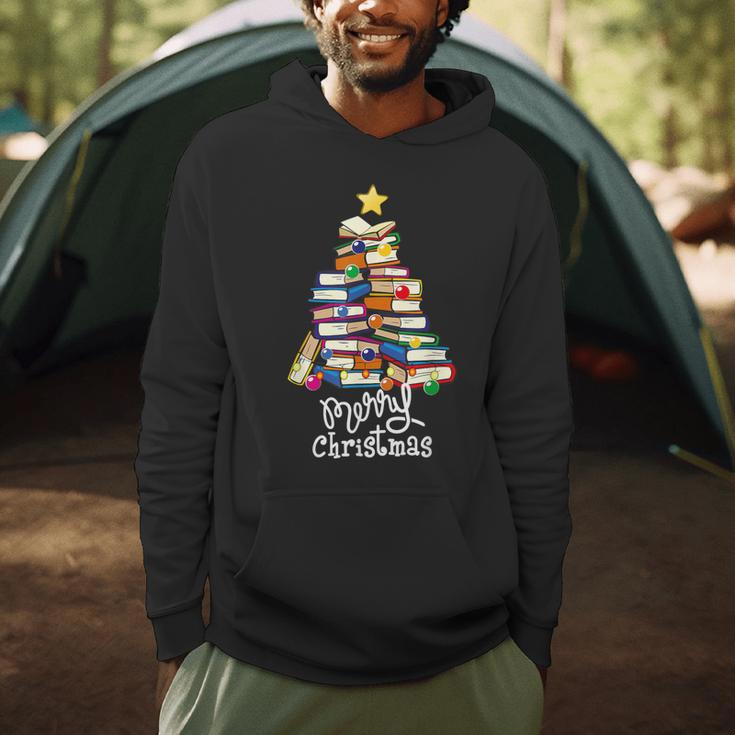 Merry Christmas Tree Love Reading Books Librarian Nerd Men Hoodie Merry Christmas Tree Love Reading Books Librarian Nerd Men Hoodie