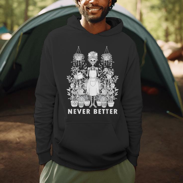 Messy Bun Skeleton Reading Book Coffee Never Better Men Hoodie