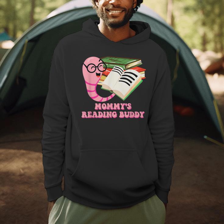 Mommys Reading Buddy Bookworm Humor Book Lover Mom Men Hoodie