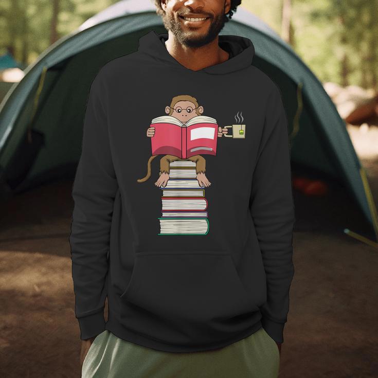 Monkey Reading Books And Drinking Tea Men Hoodie Monkey Reading Books And Drinking Tea Men Hoodie