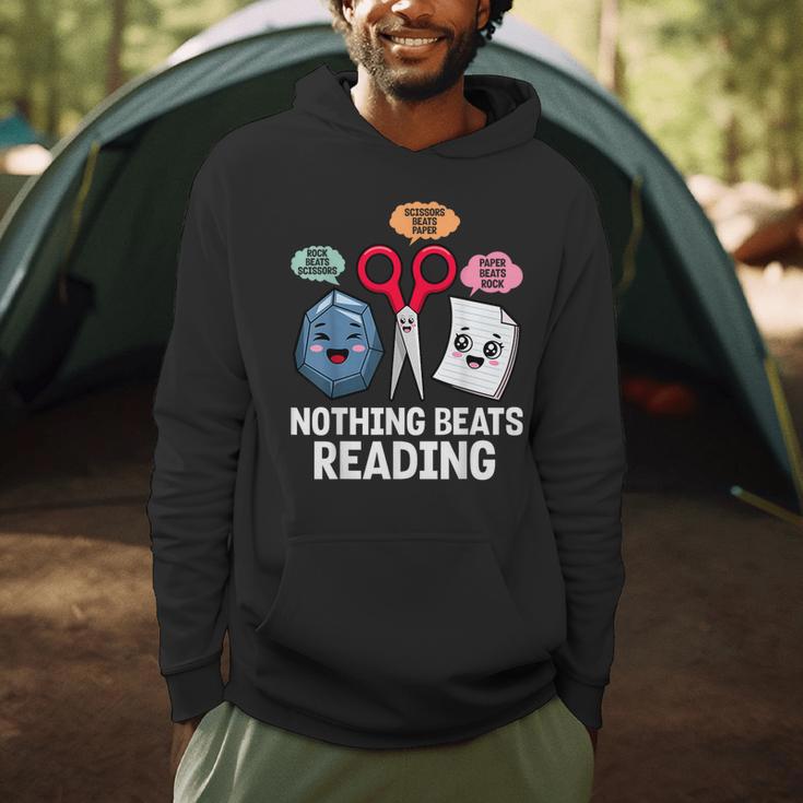 Nothing Beats Reading Rock Paper Scissors Book Lover Men Hoodie