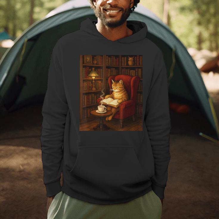 Orange Cat Book Lovers Cozy Bookish Librarian Men Hoodie Orange Cat Book Lovers Cozy Bookish Librarian Men Hoodie