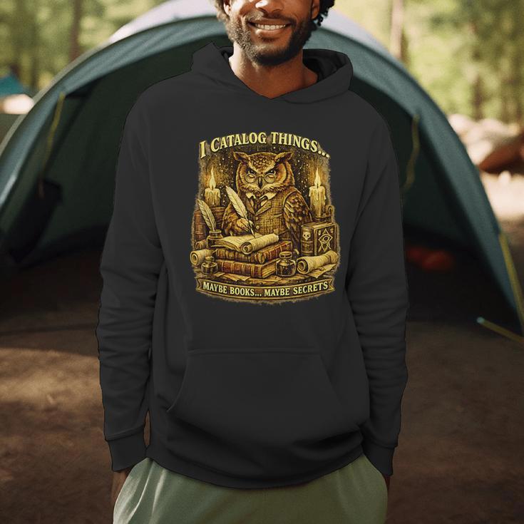 Owl Librarian Archivist Catalog Things Books Secrets Men Hoodie