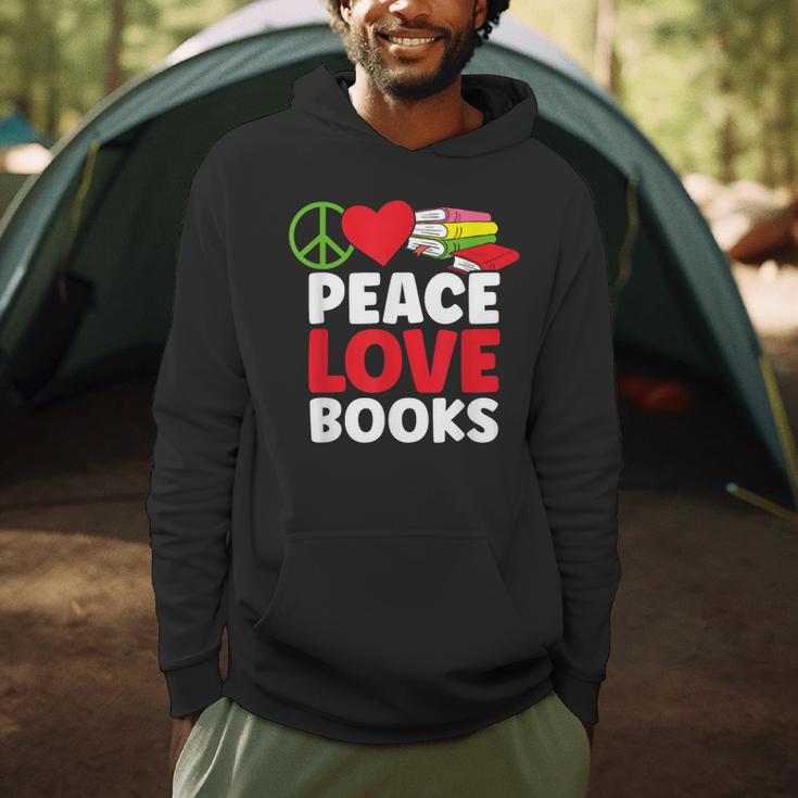 Peace Love Books Bookworm Book Lovers Men Hoodie
