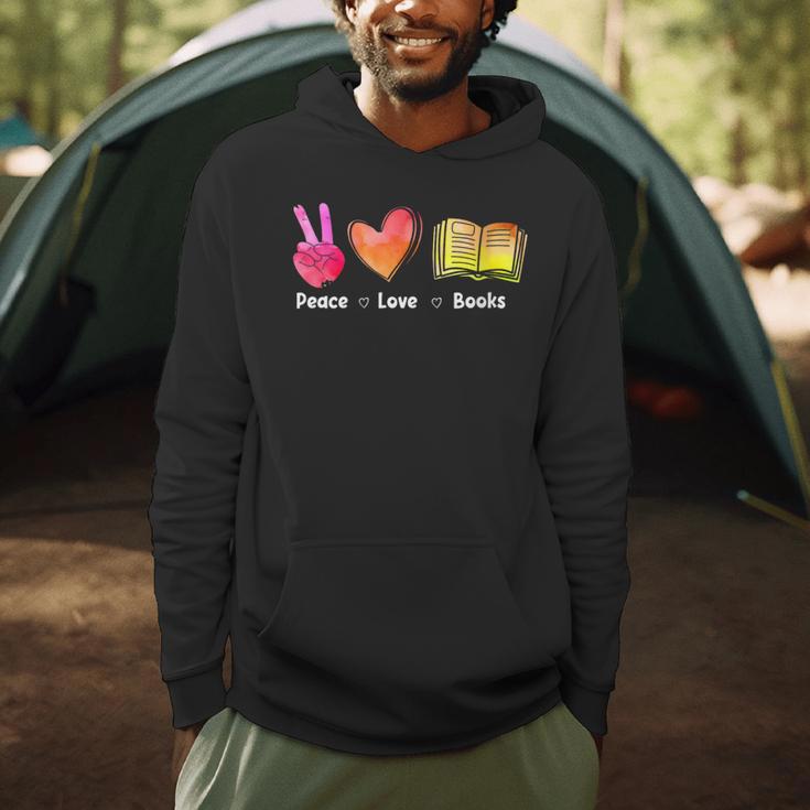Peace Love Books Reader Librarian Library Book Men Hoodie