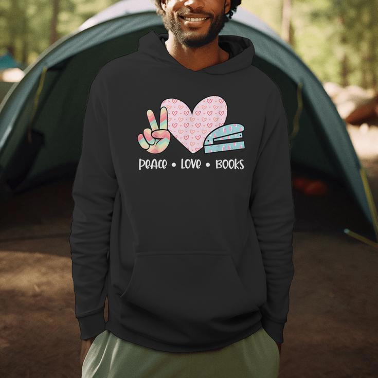Peace Love Books Reading Men Hoodie