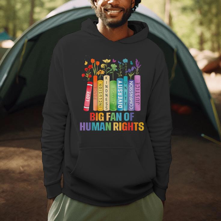 Rainbow Big Fan Of Human Rights Floral Book Social Justice Men Hoodie Rainbow Big Fan Of Human Rights Floral Book Social Justice Men Hoodie