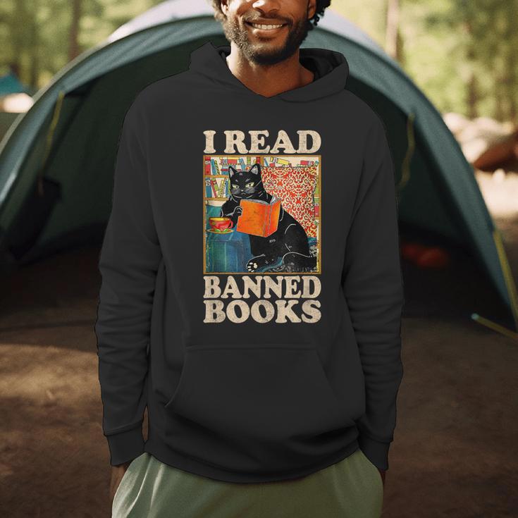 I Read Banned Books Cat Reader Bookworm Men Hoodie