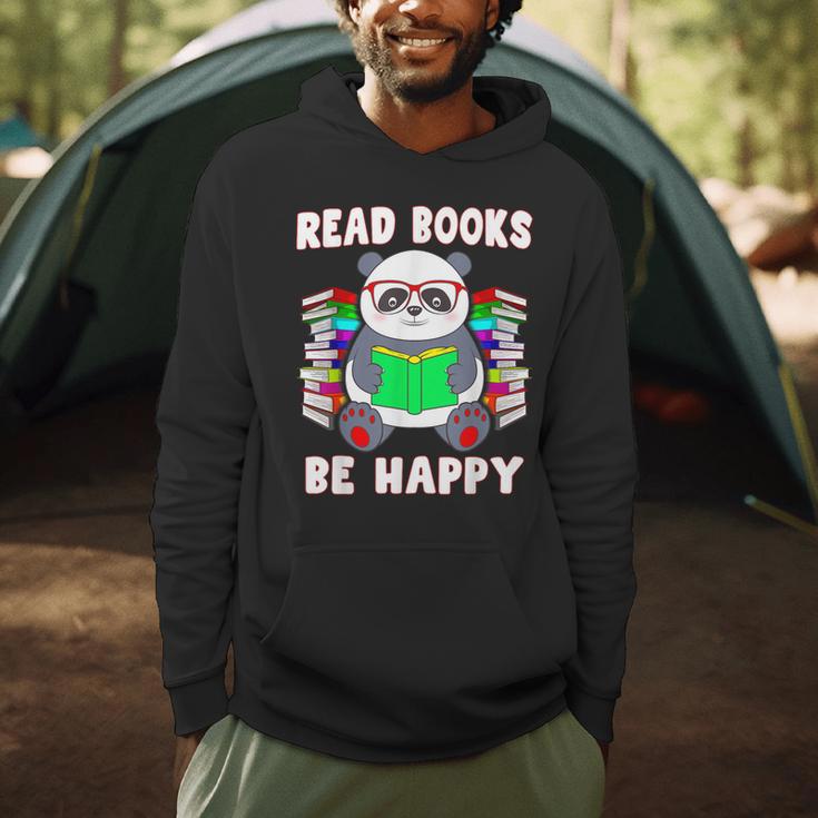 Read Books Be Happy Panda Literacy Reading Teacher Men Hoodie Read Books Be Happy Panda Literacy Reading Teacher Men Hoodie