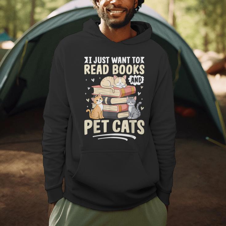 Read Books And Pet Cats Cat Lover Women Girls Kids Men Hoodie