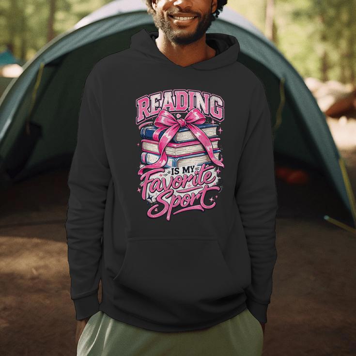 Reading Is My Favorite Sport Pink Bow Coquette Book Lover Men Hoodie Reading Is My Favorite Sport Pink Bow Coquette Book Lover Men Hoodie