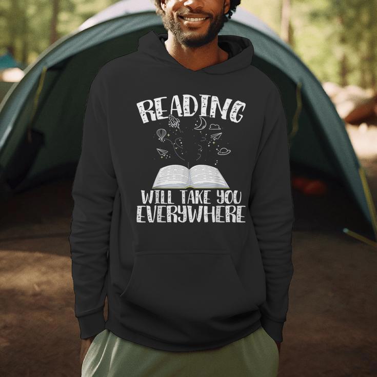 Reading Will Take You Everywhere Book Nerd Readers Sarcastic Men Hoodie