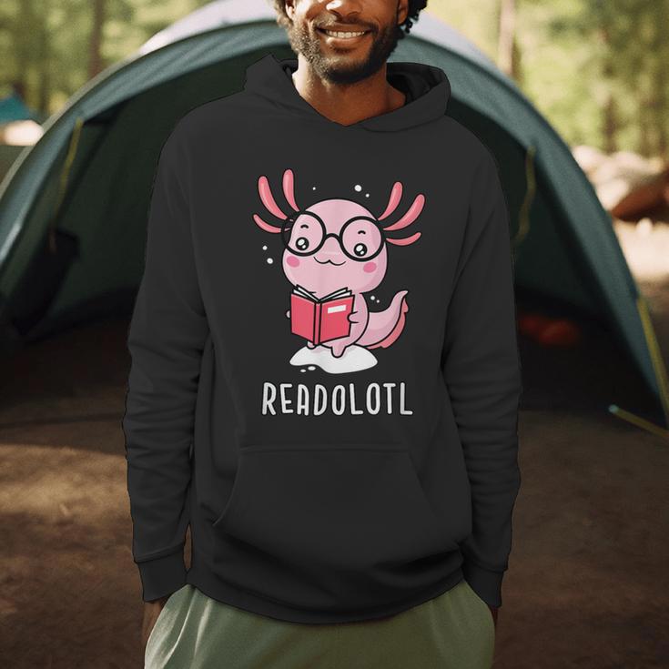 Readolotl Cute Axolotl Book Lover Men Hoodie