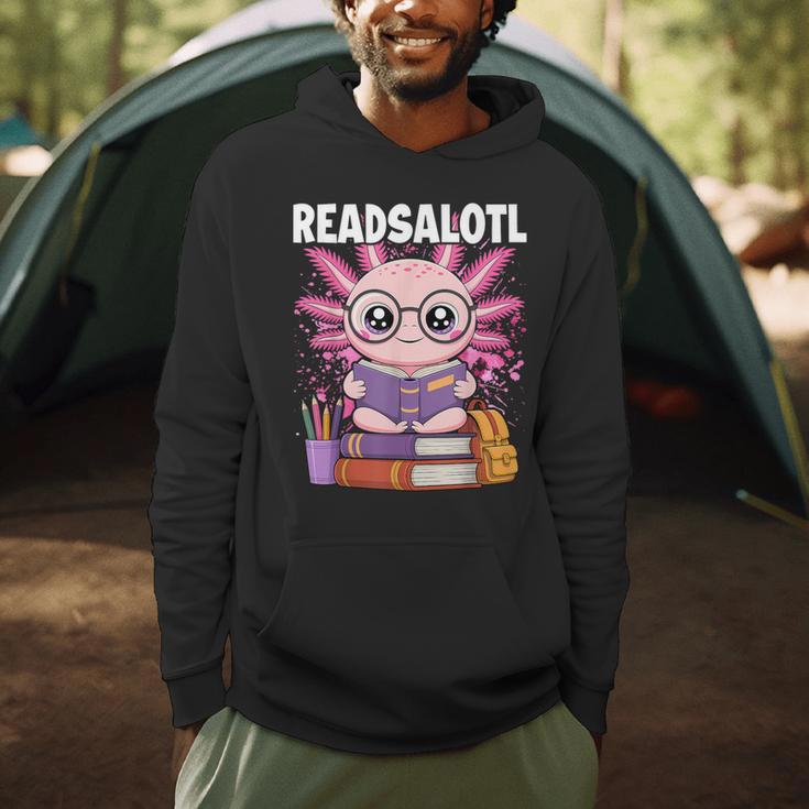 Readsalotl Axolotl Reading Book Bookworm Men Hoodie Readsalotl Axolotl Reading Book Bookworm Men Hoodie
