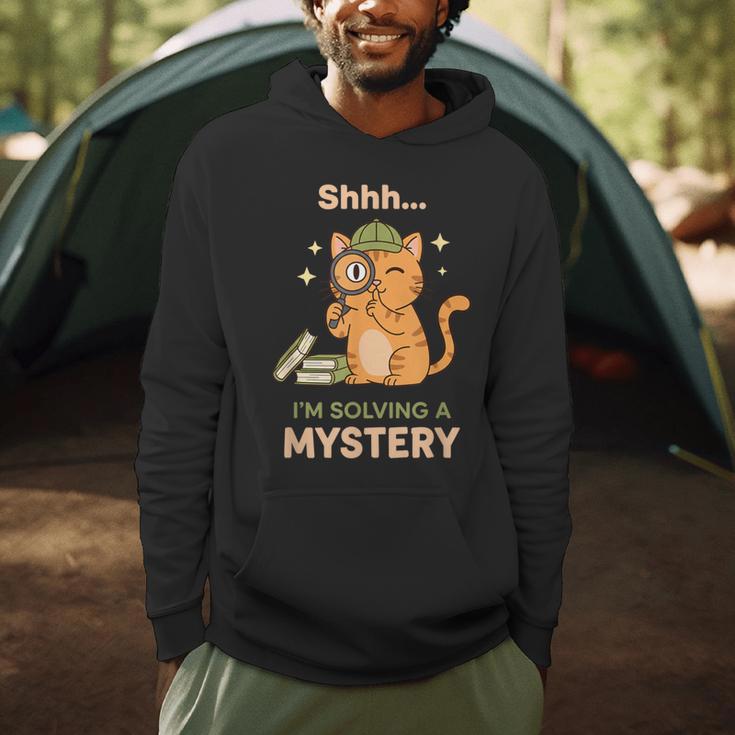Shhh I'm Solving A Mystery Cat Detective Book Lover Men Hoodie