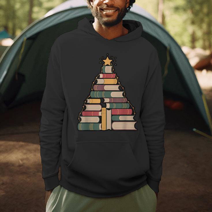 Snowy Book Tree Christmas For Readers And Librarians Men Hoodie