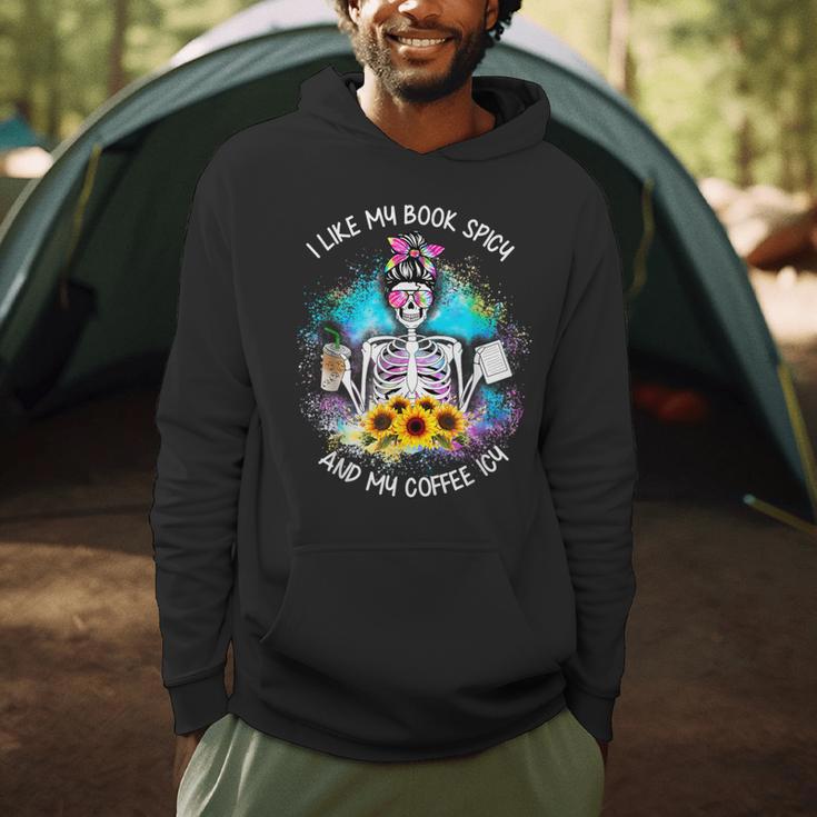 Tie-Dye Messy Bun Skull I Like My Books Spicy & My Coffee Men Hoodie