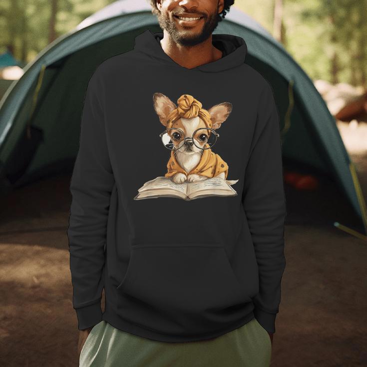 Tiny Puppy Open Book Reading Dog Lover Graphic Round Glasses Men Hoodie Tiny Puppy Open Book Reading Dog Lover Graphic Round Glasses Men Hoodie