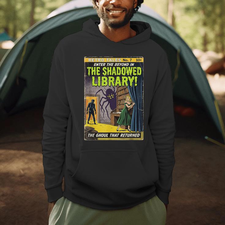 Vintage Horror Comic Book Cover Shadowed Library Zombie Men Hoodie Vintage Horror Comic Book Cover Shadowed Library Zombie Men Hoodie