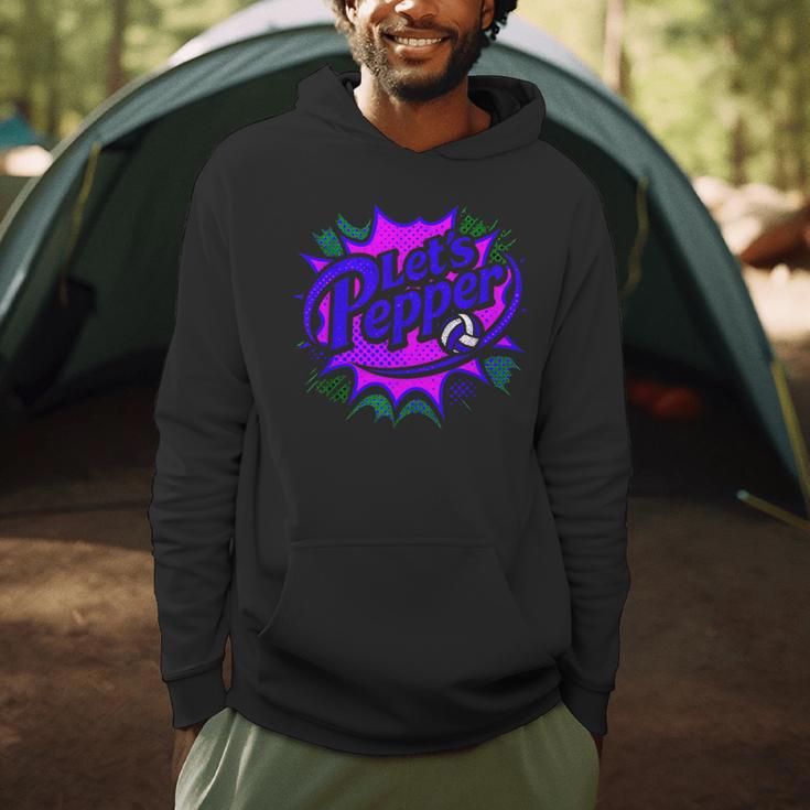Volleyball Lets Pepper Retro Pop Comic Book Style Player Art Men Hoodie Volleyball Lets Pepper Retro Pop Comic Book Style Player Art Men Hoodie