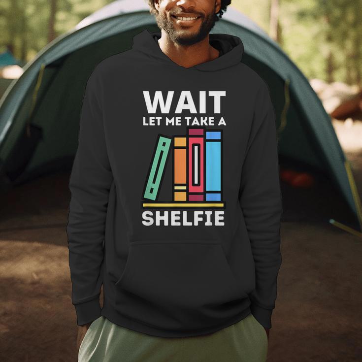 Wait Let Me Take A Shelfie Bookworm Book Pun Nerd Men Hoodie