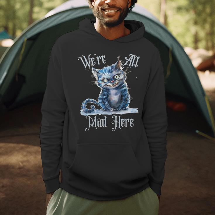 We'Re All Mad Here Cheshire Cat Alice Wonderland Book Kids Men Hoodie