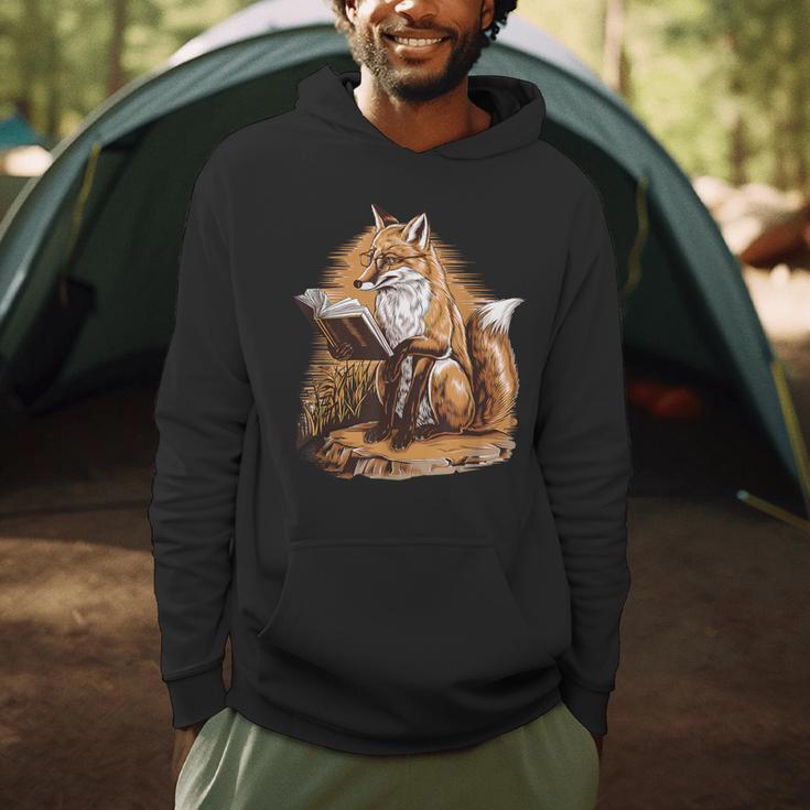 Wise Fox Reading A Book In Glasses Men Hoodie