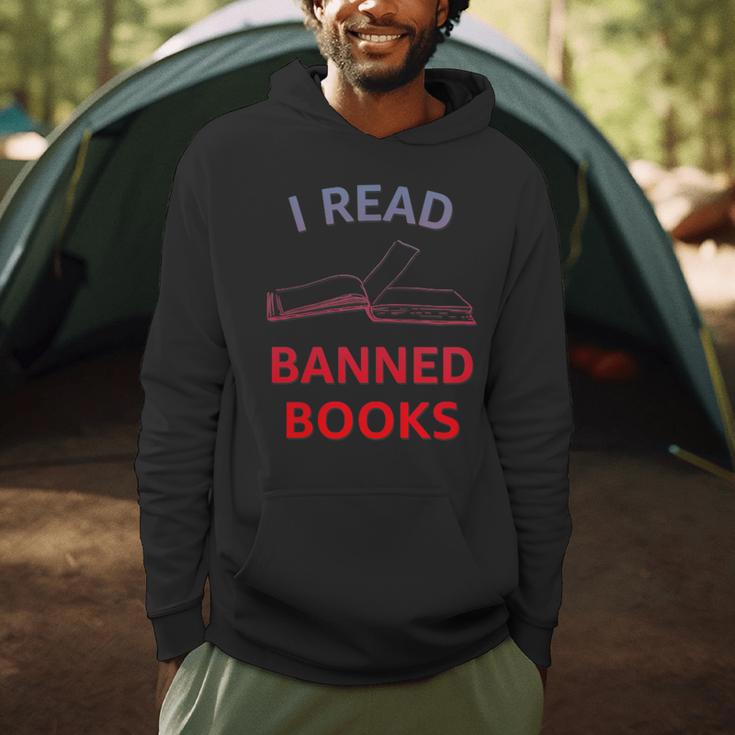 Women's I Read Banned Books Bluegrey-Red Literature Activist Men Hoodie