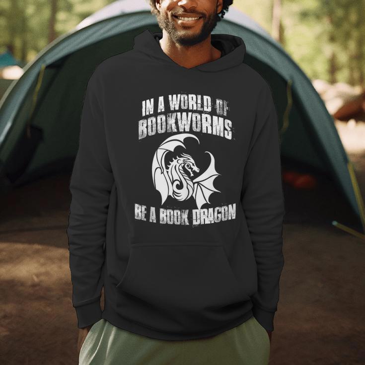In A World Of Bookworms Be A Book Dragon Inspirational Men Hoodie