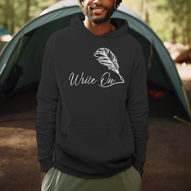 Write On Novelist Book Writer Quill Writing Men Hoodie