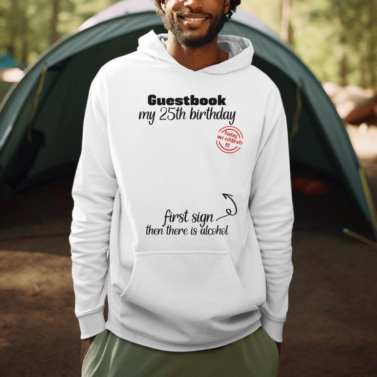 25th Birthday Man Woman Guest Book Party Round Birthday Men Hoodie