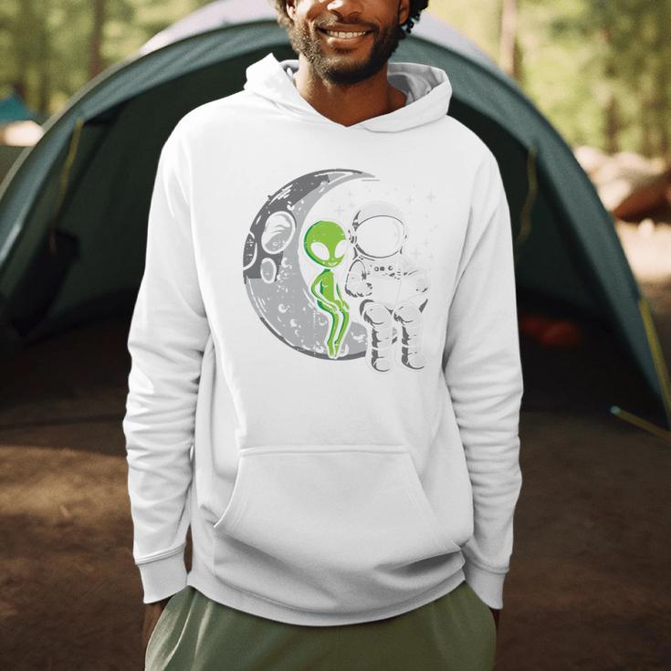 Astronaut Reading Book To Alien Moon Space Women Kids Men Premium Tri-Blend Men Hoodie