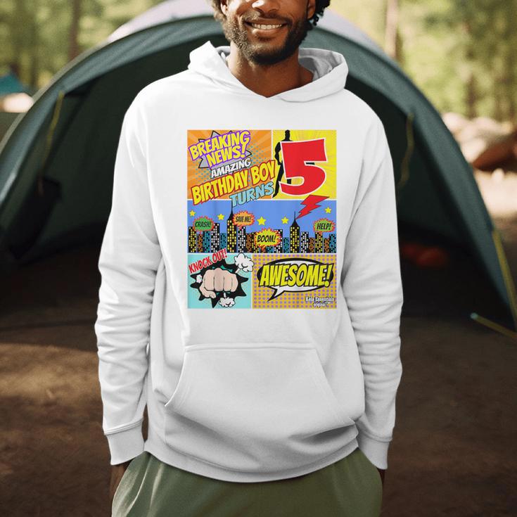 Birthday Boys Shirt Age 5 Superhero Comic Book Theme Party Men Hoodie Birthday Boys Shirt Age 5 Superhero Comic Book Theme Party Men Hoodie