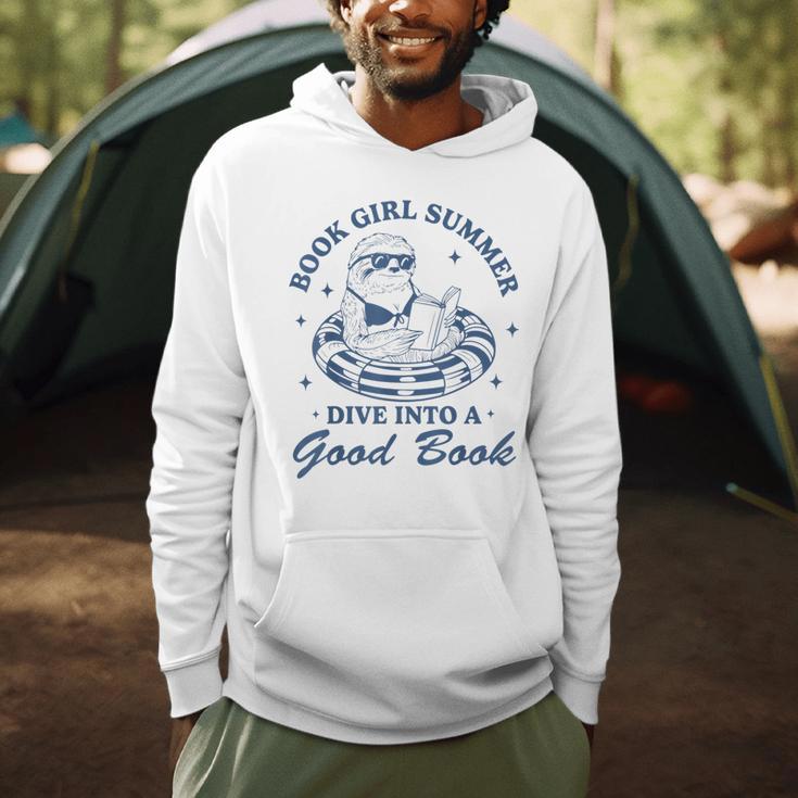 Book Girl Summer Bookish Sloth Beach Vacation Men Hoodie