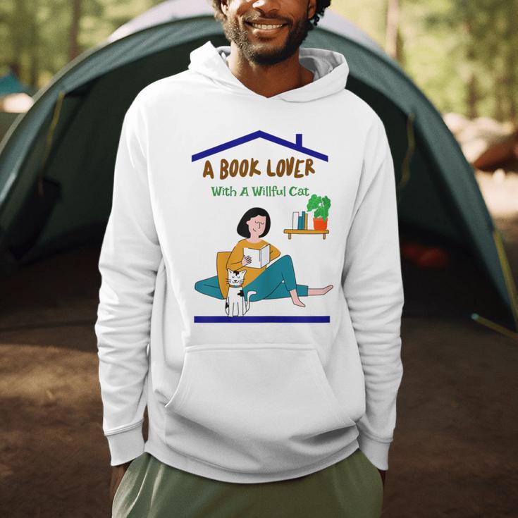 A Book Lover With A Willful Cat Women Kids Men Hoodie