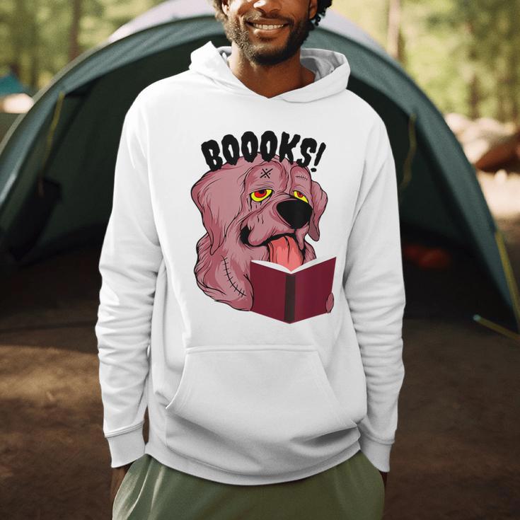 BOOOKS Zombie Dog Reading a Book Halloween Teacher For Men Women Kids Men Hoodie
