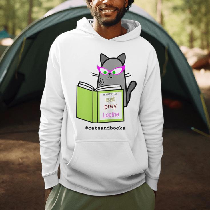 Cats And Books Happiness Cartoon Cat Pun For Women Men Hoodie