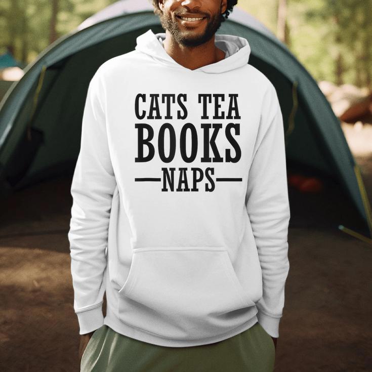 Cats Tea Books Naps Cat Lover Men Hoodie