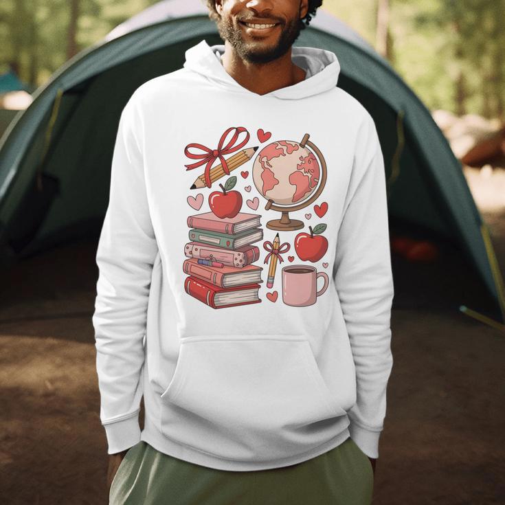 Coquette Teacher School Supplies Bows Books Globe Apple Cute Men Hoodie Coquette Teacher School Supplies Bows Books Globe Apple Cute Men Hoodie