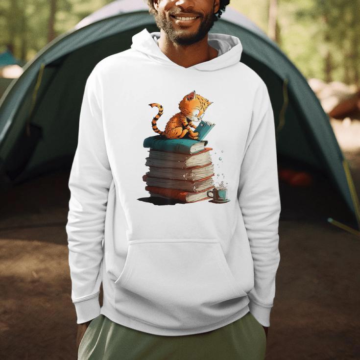 Cute Cat Lovers Book Lovers For Women And Men Men Hoodie
