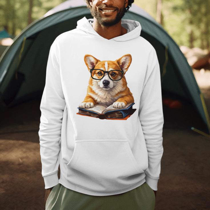 Cute Dog Corgi Reading Book Men Hoodie Cute Dog Corgi Reading Book Men Hoodie