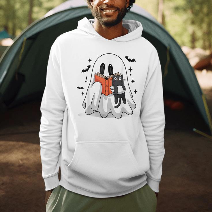 Cute Halloween Ghost Reading Book Men Hoodie